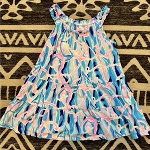 Lilly Pulitzer Little Girls Loro Swing Dress | Skim Blue Reel Nauti print | XS